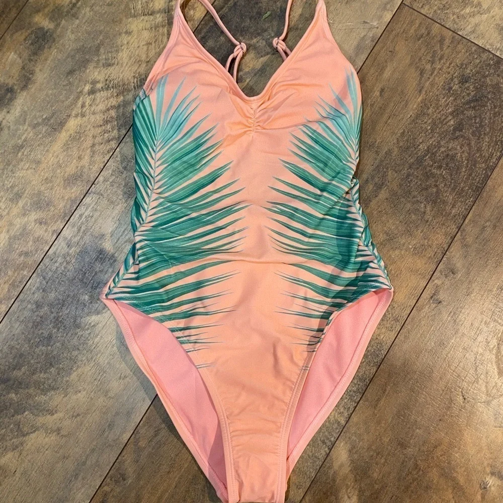 XHILARATION Palm Frond One Piece Swimsuit, Size S